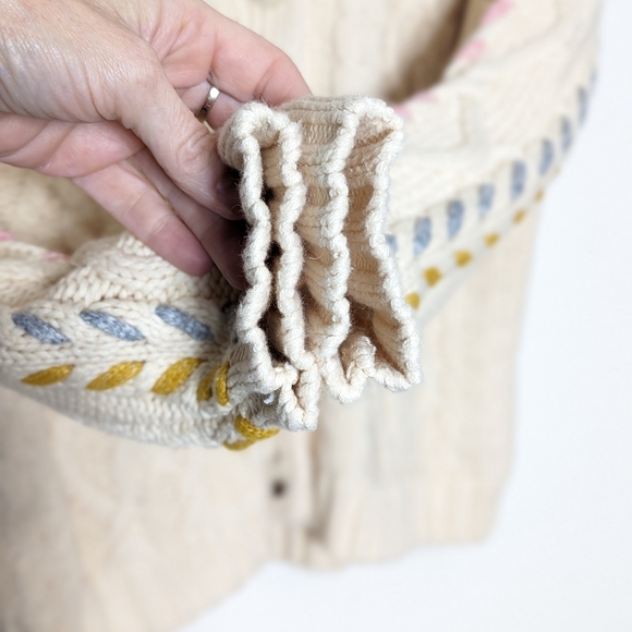 Michael Stars Hadley Cardigan Cotton Cable Woven Pastel Cropped XS - Picture 10 of 13